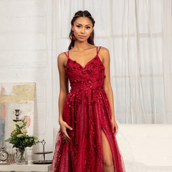 NEW LONG BURGUNDY OFF THE SHOULDER SLEEVELESS DRESS FOR SPECIAL OCCASION GL3033